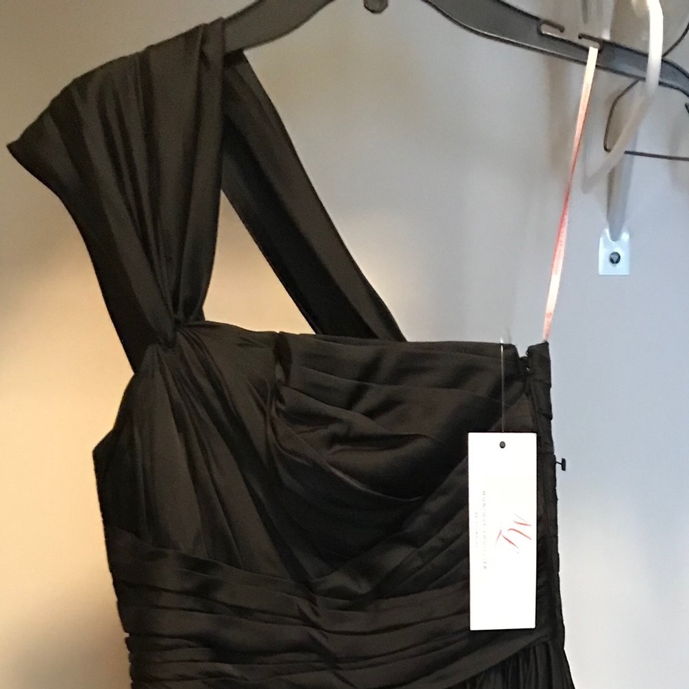 Full Length Silk Black Bridesmaid Dress